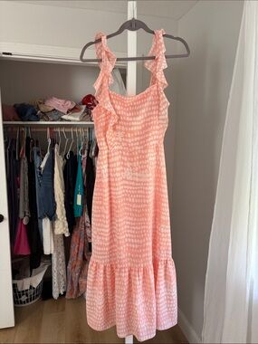 BCBG Paris Coral and White Ruffle Sundress